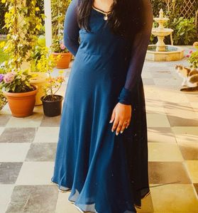 Elegant Blue Anarkali Kurta Set