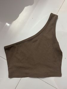 Chic One-Shoulder Olive Crop Top