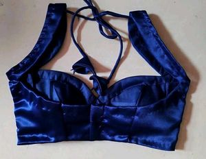 Satin Padded Sweetheart Cut Sleeve Blouse