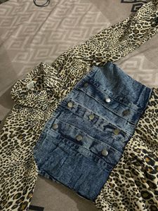 Leopard Print Dress with Denim Detailing | Worn On