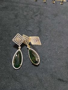 Zircon Green Leaf Shape Earrings