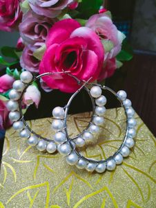 Pearl White Hoop Earrings