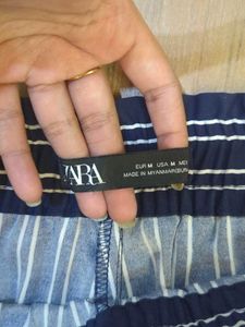 Navy Blue Stripe Drawstring Pants