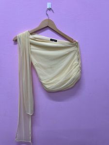 Yellow One-Shoulder Crop Top