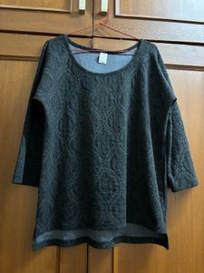 Women Top - Black With Self Design