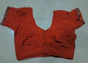 Elegant orange Embroidered Saree