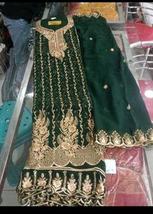 Embroidered Green Kurta Set