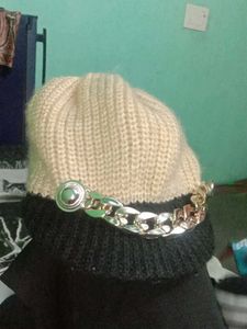 Stylish Beanie with Chain Detail