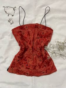 Beaded Red Top