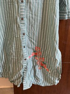Striped Bird Embroidered Top