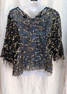 151212. Sequin Embellished Black Top