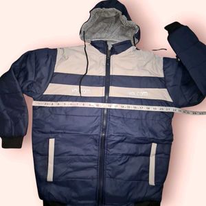 Men&#39;s Jacket With Zipper Hoodie, Blue &amp; Grey