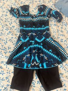 Blue Patterned Swimwear Set