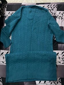 Teal Knit Sweater Dress