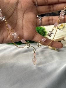 Rose Quartz Leaf Necklace