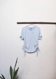 Light Blue Drawstring Top