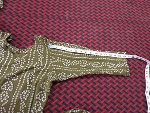 Women Olive Green Printed Kurta And Plazo Set