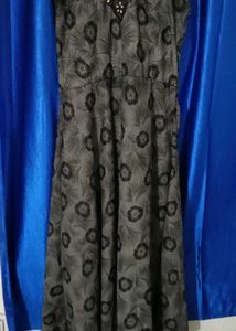 Gray Floral Fit &amp; Flare Dress