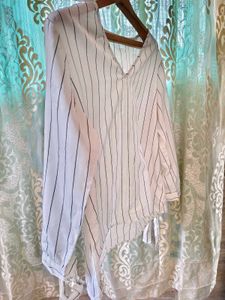 Striped V-Neck Top Defective piece