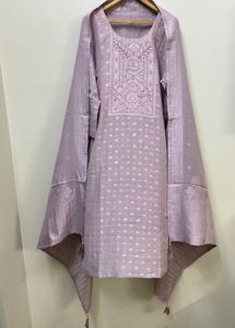 Lavender Embroidered Kurti Set