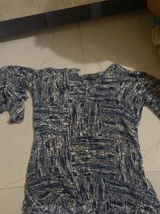 Chic Blue & White Print Top