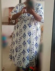 Blue &amp; White Print Midi Dress 👗4XL
