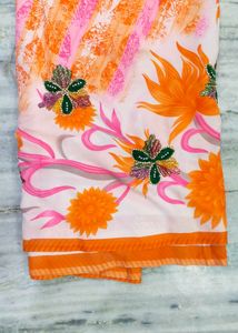 American Crep Febric Beautiful Printed Saree