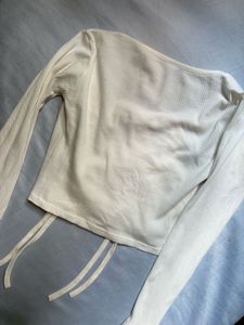 Ribbed Drawstring Crop Top