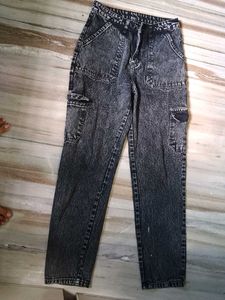 Acid Wash Cargo Jeans