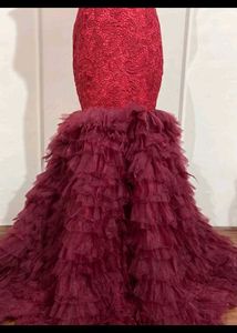 Stunning Red Ruffled Mermaid Gown