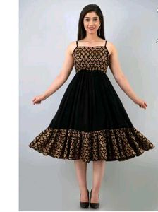 Black Cotton Casual Dresses