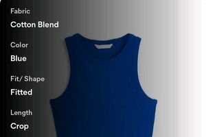 Blue Ribbed Cropped Tank Top