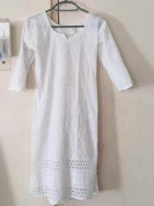 New White Chikankari Kurti