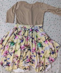 Yellow Color Floral Print Mini Dress