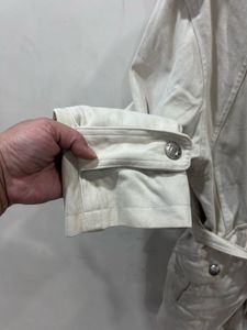 Cream Color Short Trench Coat Style