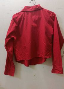 Red Button-Up Crop Top
