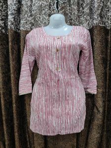 Striped Cotton Short Kurti