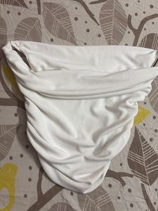 White Ruched Cowl neck Multi Way Top