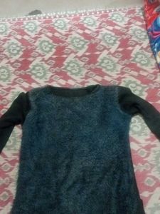 Stylish Blue Fuzzy Sweater