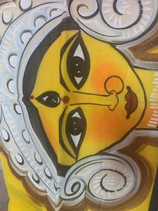 ♥️Durga Face Hand Printed Saree❤️‍🔥
