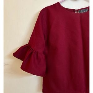Red Top With Bell Sleves