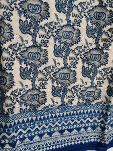 Blue Cotton Printed Embroidered Kurta Set