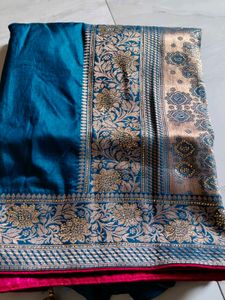 Teal Banarasi Saree