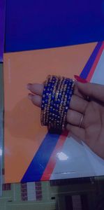 bangles for blue and golden color for party wear so pretty