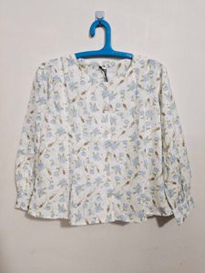 White Casual Printed Top