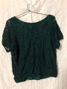 Lace Round Neck Top With Short Sleeve
