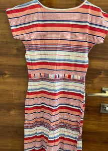 Pink And White Multicolor Dress- Beach Wear