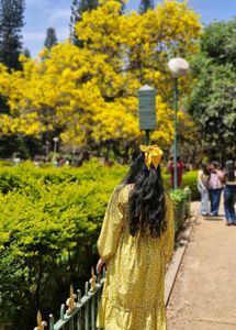 Yellow Floral Long Sleeve Dress