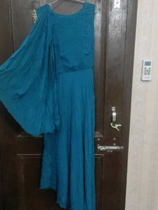 Elegant Teal Ethnic Gown saree style
