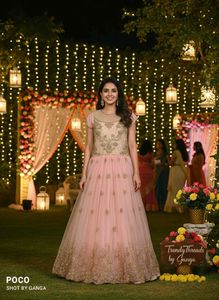Elegant Pink & Gold Embroidered Gown for Festivals